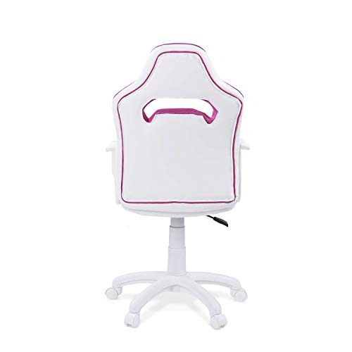 Adec - DRW, Silla de Escritorio Estudio o despacho, sillón Gaming Acabado en Color Blanco y Rosa, Medidas: 60 cm (Ancho) x 98-108 cm (Alto) x 60 cm (Fondo)