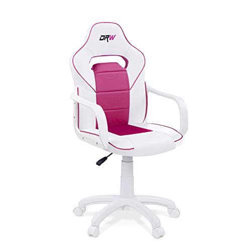 Adec - DRW, Silla de Escritorio Estudio o despacho, sillón Gaming Acabado en Color Blanco y Rosa, Medidas: 60 cm (Ancho) x 98-108 cm (Alto) x 60 cm (Fondo)