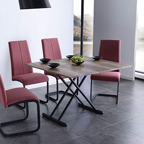 Adec - Up-Down, Mesa de Centro elevable Extensible, Mesa de Comedor, Mesa Salon Acabado en Color Nogal y Negro, Medidas: 100 cm (Largo) x 57/114 cm (Ancho) x 48/75 cm (Alto)