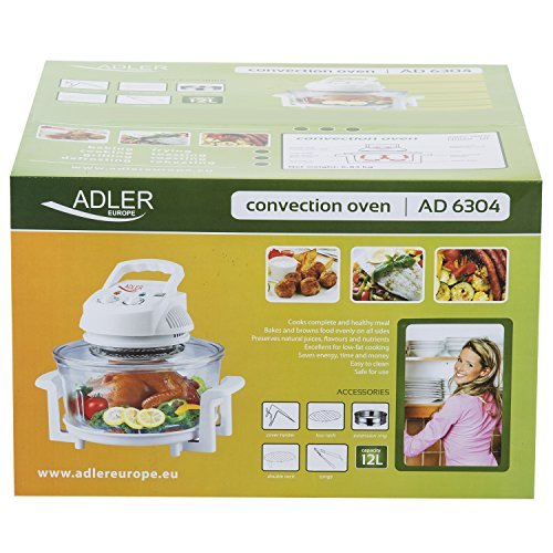 Adler AD 6304 Horno de convección, 1300 W, Cristal, Blanco