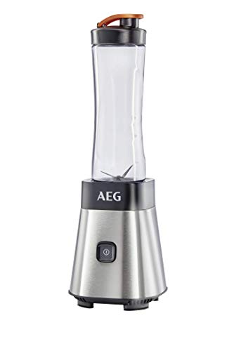 AEG SB2400 Batidora de Vaso Good To Go, Función Turbo, Cuchilla de 4 Hojas, con Tapa, Apta Lavavajillas, Resistente al Frio y Calor, 85dB de Ruido,300W, 1 Botella de 0.6L Blanco