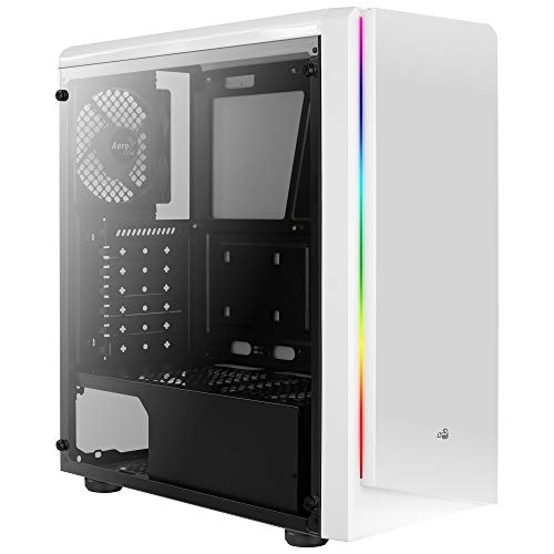 Aerocool Rift, caja PC ATX blanca, RGB 13 modos, panel lateral, ventilador 12cm