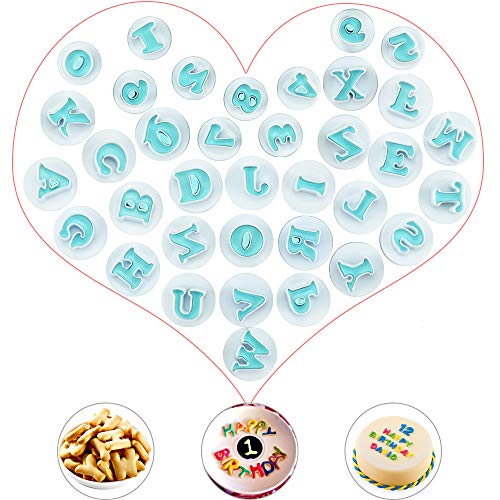 AFASOES 36 Moldes de Letras y Numeros Moldes de Letras para Tortas para Imprimir Cortadores Galletas Letras Abecedario Moldes Letras Fondant para Decoración de Tartas Galletas Fondant