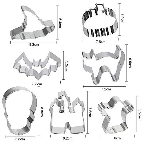 AFASOES 7 Moldes Galletas Halloween Cortadores de Galletas Halloween Moldes Galletas Infantiles Moldes Galletas Acero Inoxidable Cortador para Hacer Galletas, Cookie para Halloween