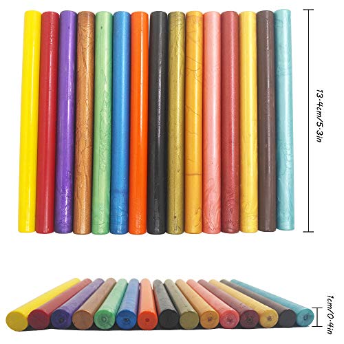 AFUNTA 15 barras de cera de sellado para pistola de pegamento, flexibles, para invitaciones de boda y sobres de tarjetas – 15 colores