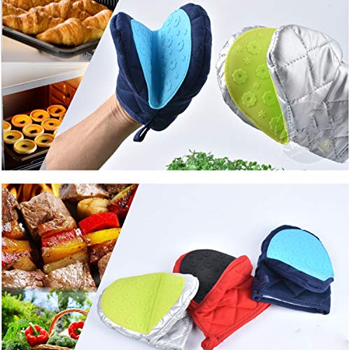 Agradable al tacto de silicona caliente sostenedor de pote Grip Horno Pinch Guantes resistentes a los mitones del dedo de la lengüeta del protector de calor de la cocina de silicona Horno Mitts Adecua