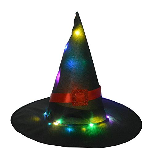 Aibccr Halloween Carnaval Fiesta Anual Fiesta Fiesta Niños Adultos Sombrero de Mago Naranja Sombrero de Bruja Sombrero de Mago Luminoso