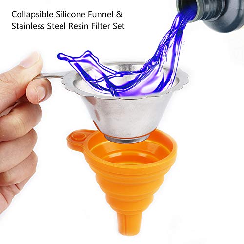 Aibecy 3D Printer Accessories Parts Collapsible Funnel Silicone Foldable Funnels Stainless Steel Resin Filter for Pouring Resin Back Into Bottle for ANYCUBIC Photon Sparkmaker Kelant Orbeat 3D Printer