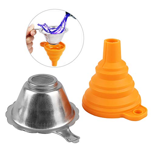 Aibecy 3D Printer Accessories Parts Collapsible Funnel Silicone Foldable Funnels Stainless Steel Resin Filter for Pouring Resin Back Into Bottle for ANYCUBIC Photon Sparkmaker Kelant Orbeat 3D Printer