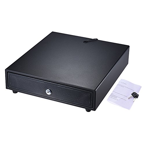 Aibecy Caja de cajones de efectivo electrónico Almacenamiento 4 Bill 5 Bandejas de monedas Soporte Push Manual Abrir Key-lock RJ11 para Epson Star POS Impresora Money Register