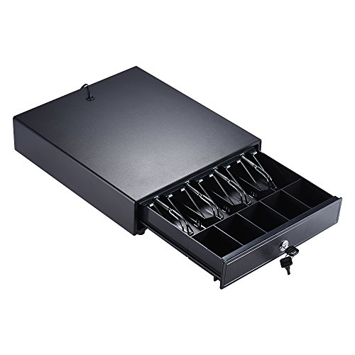 Aibecy Caja de cajones de efectivo electrónico Almacenamiento 4 Bill 5 Bandejas de monedas Soporte Push Manual Abrir Key-lock RJ11 para Epson Star POS Impresora Money Register