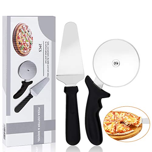 aiface 2 en 1 Cortador de Pizza Servidor de Pizza Rueda de Pizza de Acero Inoxidable para Pizza Pastel y Pan