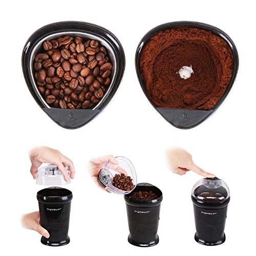 Aigostar Breath 30CFR - Molinillo compacto de café, especias, semillas o granos, capacidad 60 gr, cuchillas de acero inoxidable con láminas antidesgaste. Libre de BPA. Diseño exclusivo.