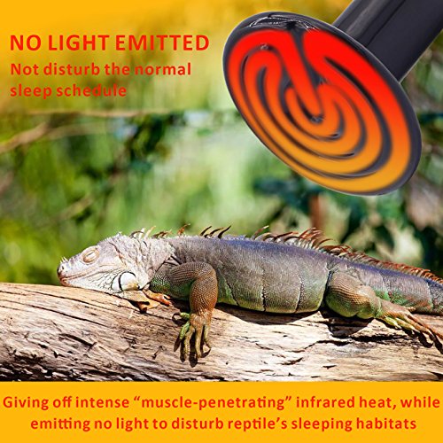 AIICIOO L¨¢mpara de Calefacci¨®n de CER¨¢Mica para Terrario No Hay Luz para la Tortuga/Serpiente/Drag¨®n Barbudo Bombilla Calor Reptiles (75w)