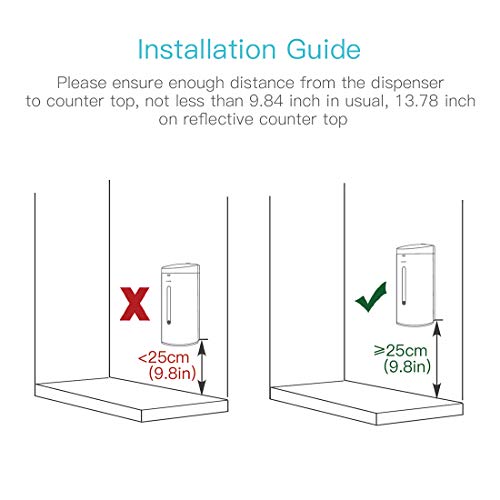 AIKE® AK1205 Dispensador de jabón automático de Pared de Acero Inoxidable con Sensor para baño y Cocina, Cepillado 700 ml, líquido Ajustable