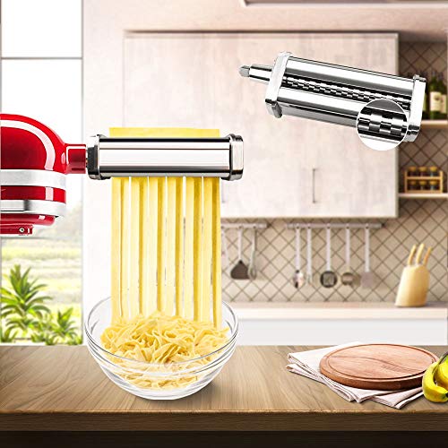 aikeec Rodillo de Pasta y Cortador de Accesorios 3 En 1 Para Batidoras KitchenAid Accesorios,Pasta Maker, Maquina para Pasta