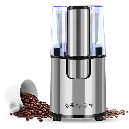 AIQIANXIN 200W Molinillo de Café Eléctrico con Cuchillas de Acero Inoxidable para Hierbas Nueces Pimienta