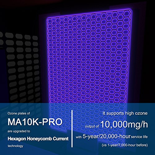 Airthereal MA10K-PRO 10,000mg / HR Generador de ozono Industrial Asesino de olores con Temporizador para Habitaciones, hoteles, Autos, Mascotas, Humo y Granjas, Aluminum, Amarillo