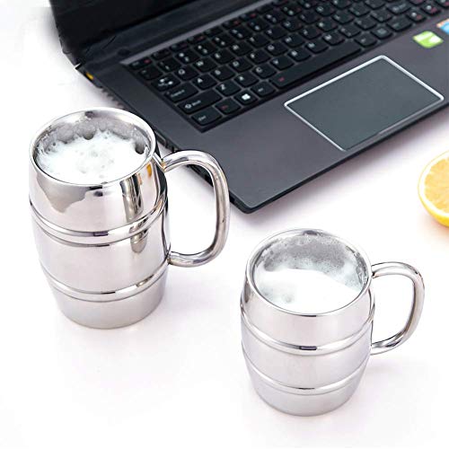 Aislado Cerveza Taza - Mantiene Cerveza Hielo Frío Doble Pared Acero Inoxidable Aislado Vino Vaso Timbales con Mango, Café y Té Bebida Taza Viaje Acampada Uso - Como Imagen Show, 430ml