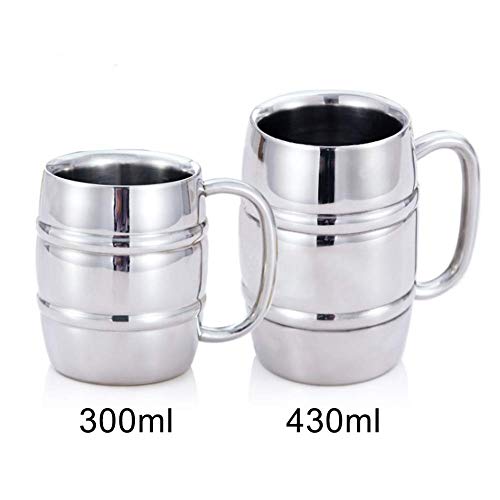 Aislado Cerveza Taza - Mantiene Cerveza Hielo Frío Doble Pared Acero Inoxidable Aislado Vino Vaso Timbales con Mango, Café y Té Bebida Taza Viaje Acampada Uso - Como Imagen Show, 430ml