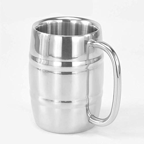 Aislado Cerveza Taza - Mantiene Cerveza Hielo Frío Doble Pared Acero Inoxidable Aislado Vino Vaso Timbales con Mango, Café y Té Bebida Taza Viaje Acampada Uso - Como Imagen Show, 430ml