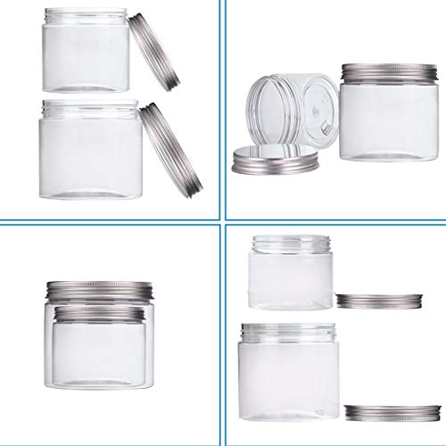 Aitsite Pack-12 Tarro Plastico con Tapa de Metal Atornillable (6 Piezas 350ml + 6 Piezas 150ml) Transparente Botes Cocina Recipientes Slime Contenedor Alimentos