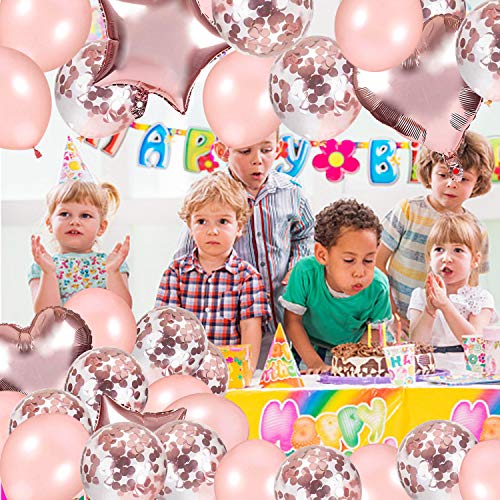 AivaToba Globo de Confeti de Oro Rosa , Helio Globos con Globo de Confeti, Globo de Amor de Papel de Aluminio,Globos de Fiesta de látex para Decoraciones de cumpleaños