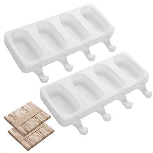 AIXMEET Moldes de Helado, 8 Pack Juego de Moldes para Polos, de Grado Alimenticio, sin BPA, para Niños, Adultos, Postre, Chocolate, Bricolaje(con 100 unids Palos de Madera)