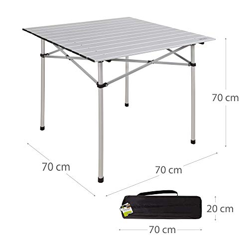 Aktive 52840 - Mesa camping plegable de aluminio 70x70x70 cm