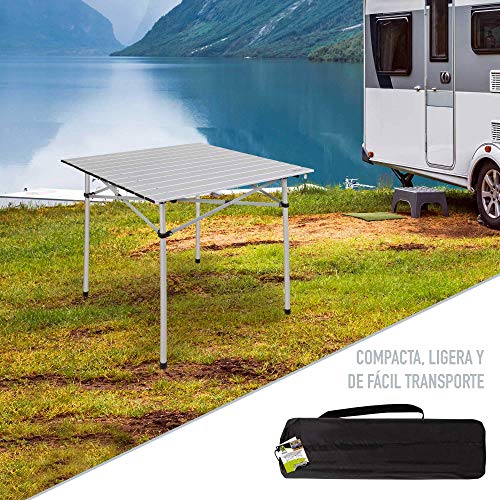 Aktive 52840 - Mesa camping plegable de aluminio 70x70x70 cm