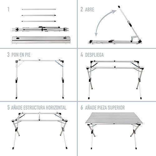 Aktive 52841 - Mesa plegable aluminio para camping 110x70x70 cm