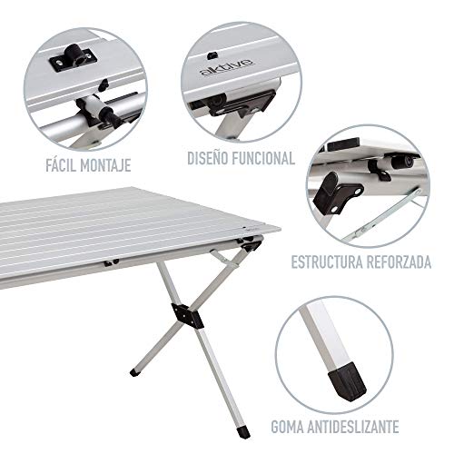 Aktive 52841 - Mesa plegable aluminio para camping 110x70x70 cm