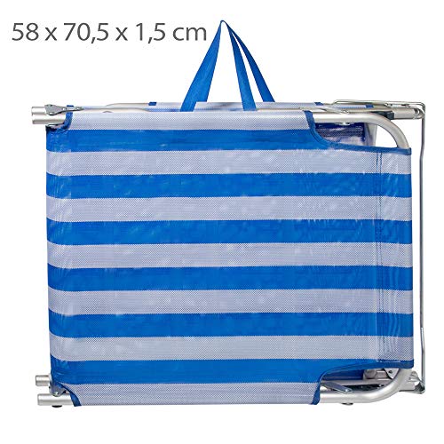 Aktive 53957 Tumbona plegable multiposición aluminio Beach, 188 x 58 x 24 cm Azul