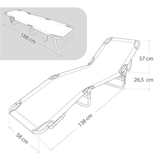 Aktive 53957 Tumbona plegable multiposición aluminio Beach, 188 x 58 x 24 cm Azul