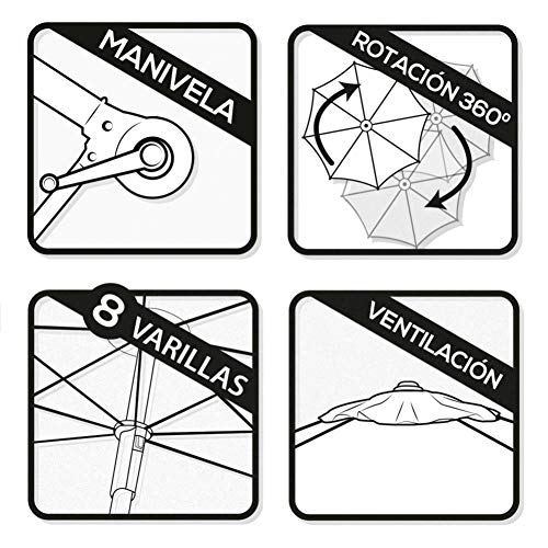 AKTIVE Garden 53893 Parasol excéntrico Roma, diámetro 300 cm, crema mástil aluminio