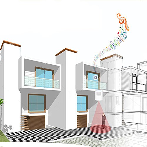 Alarma de Seguridad, Domowin Timbre de Alarma Detector de Presencia Portátil Impermeable Avisador de Puerta 1 Sensor & 1 Receptor 38 melodías