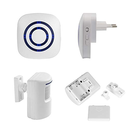 Alarma de seguridad, HausFine Inalámbrico Timbre de Alarma para la Puerta con Sensor de Movimiento PIR Infrarrojo Detector de Timbre del Sensor Ideal para Tiendas Mercados y Familias (2 + 1)