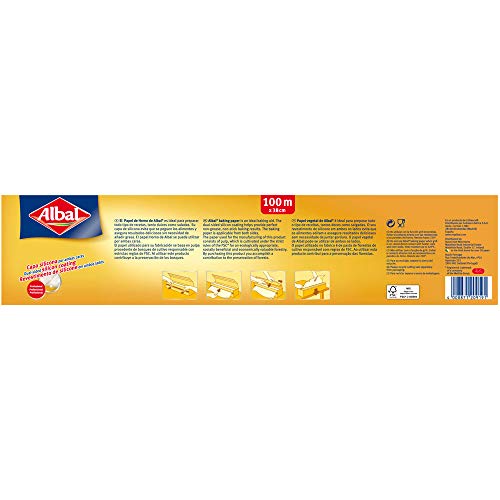 Albal Papel vegetal para horno, antiadherente, impermeable, 100 m