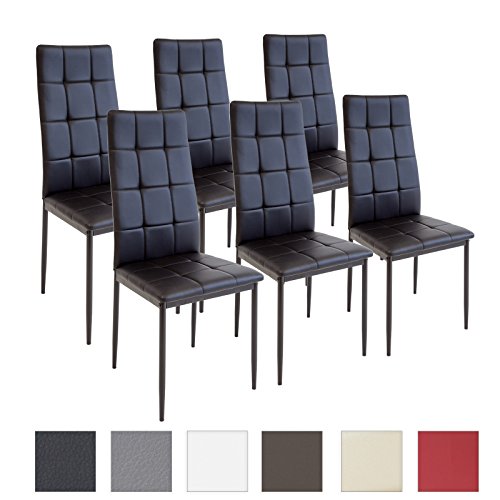 Albatros Silla Rimini, Set de 6 sillas, Negro, certificada por la SGS, Silla de Comedor