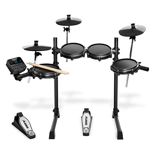 Alesis Turbo Mesh Kit – Batería Electrónica Musical de Siete Piezas de Malla, Bastidor de Acero de Gran Robustez, 100+ Sonidos, 30 Pistas de Acompañamiento, Cables, Baquetas y Llave de Batería