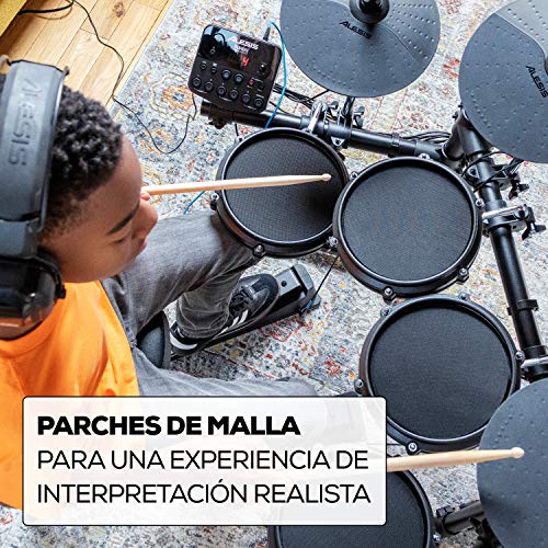 Alesis Turbo Mesh Kit – Batería Electrónica Musical de Siete Piezas de Malla, Bastidor de Acero de Gran Robustez, 100+ Sonidos, 30 Pistas de Acompañamiento, Cables, Baquetas y Llave de Batería