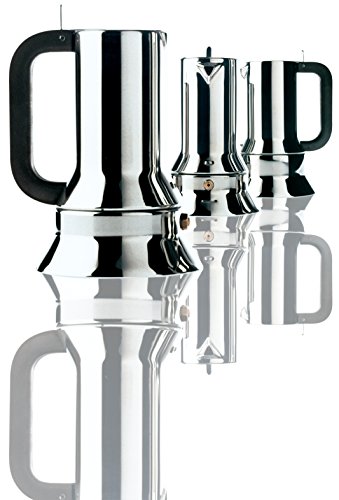 Alessi 9090/3 - Cafetera italiana de acero inoxidable brillo 18/10 con base magnética