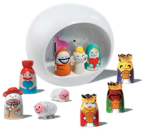 Alessi AMGI10SET1 Figuras de Diseño de los Reyes Magos en Porcelana Decoradas a Mano, 3 Piezas