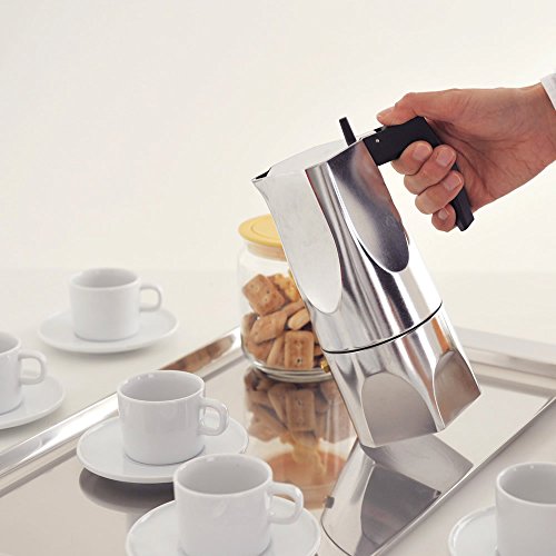 Alessi Ossidiana MT18/6 - Cafetera para Café Exprés de Diseño en Aluminio Fundido, 6 Tazas