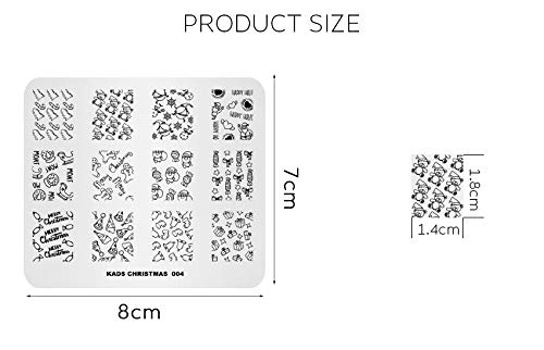 Alexnailart Plantilla de la placa de sellado del arte del clavo tema de Navidad Patrón de cristal del caramelo DIY Imagen Sello Placas Manicura Imprimir Herramienta