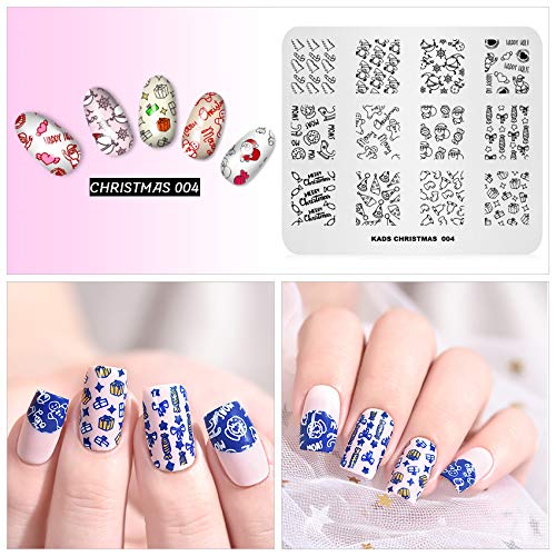 Alexnailart Plantilla de la placa de sellado del arte del clavo tema de Navidad Patrón de cristal del caramelo DIY Imagen Sello Placas Manicura Imprimir Herramienta