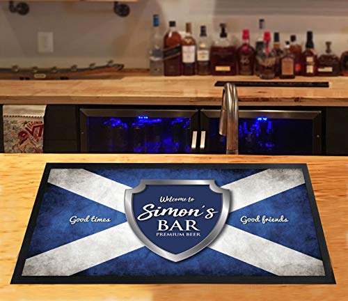Alfombra de bar personalizada, escudo de la bandera de Escocia, cualquier nombre Pub Beer Bar Runner
