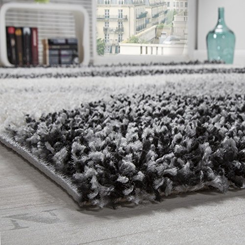 Alfombra Shaggy Pelo Alto Pelo Largo Estampada En Gris Negro Blanco, tamaño:200x280 cm