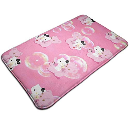 Alfombrilla de baño- Diseño de Oso y Hello Kitty, Antideslizante Alfombra de Alfombra Suave para Patio Interior y exterior-23.6 'X 15.7'