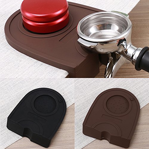 Alfombrilla de café antideslizante manual Barista Café Espresso Latte Art Pen Tamper Holder Silicone Pad Mat Kitchen Accessories, negro, 15.8*12.7cm